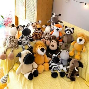 25/35cm Stuffed Lifelike Lion Tiger Elephant Monkey Leopard Giraffe Raccoon Doll Simulation Forest Animals Plush Toys for Kids