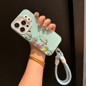 💗Internet celebrity trend+In stock+COD DIY Hangyodon FOR iphone 16 pro max case + lanyard FOR iphone 15 pro max 14 pro max 13 pro max 12 pro max 11 pro max cover blue