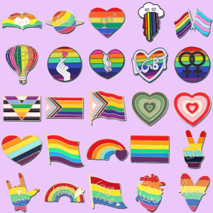 50 Style Rainbow Creative Heart Yeh Finger Pin Brooch Metal Pins Badge Denim Enamel Lapel Jewelry Gift Women