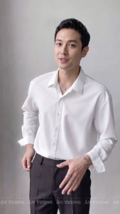 Áo sơ mi nam trơn vải Lụa mẫu áo mặc hàng ngày phong cách Hongkong xưa SM001