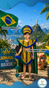 Baby Fourths Couture United Nation Brazil Costume for Kids and Adult Complete National Culturtal Attire for UN EVENTS