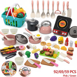 Kids Kitchen Toys Set 92/69/59 PCS Play Food with Pots Pans & Utensils Small Pretend Cooking Toys for Toddlers Girls Boys Gift