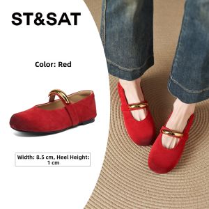 ST&SAT | Shallow Mary Jane Shoes for Women Velvet French Style Commuting