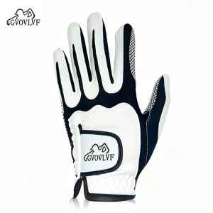 GVOVLVF | Golf Gloves Mens PU Anti Slip Palm With Particles Black And White Style Golf Player Gift
