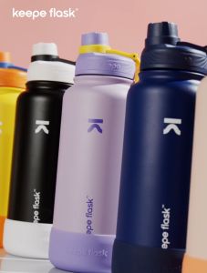 [p49 Name Engraving] Keepe Flask Sport Vacuum Insulated Tumbler Hot and Cold Wide Mouth BPA-Free Leak Proof Double Wall Hydartion Water Bottle with Free Silicone Boot 22/32/40oz