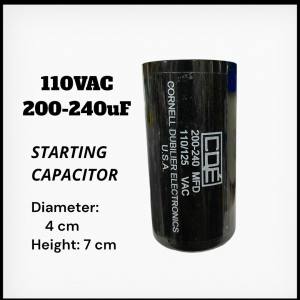 200-240 MFD 110V / 125VAC MOTOR STARTING CAPACITOR/ Made in U.S.A