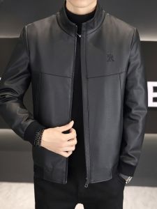 HENGYUANXIANG | Warm Fleece Lined PU Leather Jacket Mens Fashionable Motorcycle Style Autumn Winter Outerwear Youth Casual Zipper Decorated