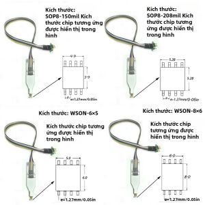 Bộ Dụng Cụ Đầu Dò Đa Năng SOP8 WSON8 VSON8 QDFN8 4 Chiếc Kèm Cáp Lập Trình EEPROM IC Chip Đầu Nối Lò Xo Cho Bộ Chuyển Đổi OBD & Cáp