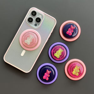 Cute Candy Bear Phone Stand Airbag Foldable Selfie Magnetic Desktop Mobile Phone Holder for Office Bed Home Outdoor