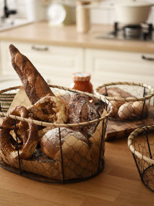 Woven Iron Art Storage Basket: Kitchen Essentials Organizer