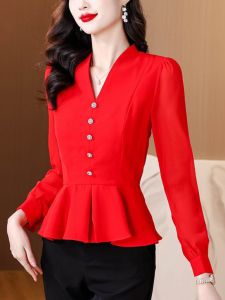 Slimming Long Sleeve Shirt for Mom Autumn New Style Beautiful Anti-Aging Base Shirt Fashionable Korean Version Straight Cut