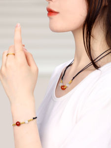 YISHUIGE | Red Agate Women Bracelet Natural Necklace Pendant