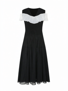 BADINA | Đầm Dập Ly Dáng Accentuating Eo Thiết Kế Off-shoulder