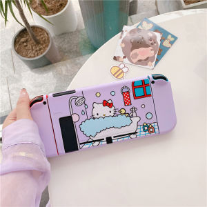 เคสสำหรับ Nintendo Switch/switch OLED Soft TPU Split Protective Case Cover Cartoon Kitty Anti-Scratch Casing Nintendo Switch/switch OLED Case