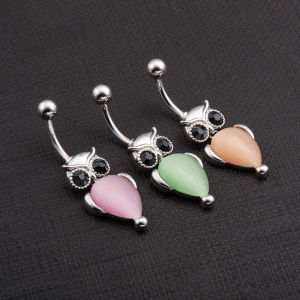 2024ins Style Lady Cute Cute Owl Belly Ring Navel Stud Belly Buckle Body Piercing Jewelry Tide a