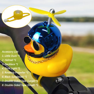 Bicycle Bell Yellow Duck Mini Little Yellow Ducks Helmet Head Light Shining Duck Bicycle Bells Handlebar Bicycle Accessories