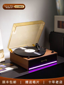 Retro Vinyl Record Player Bluetooth Speaker Living Room Decorations Electric Turntable Gift Black Wooden Body Chinese Brand