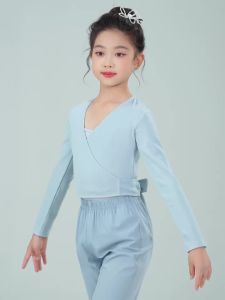 daydance | Girls Wrap Dance Tops Long Sleeves Velvet Ballet Coat V Neck Soft Warm Up Ballet Tops Kids Dancewear Winter