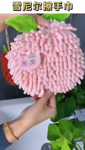 ผ้าเช็ดมือเชนิลล์ ผ้าเช็ดมือแบบลูกบอลพร้อมห่วงแขวน ผ้าเช็ดมือไมโครไฟเบอร์เนื้อนุ่ม แห้งเร็ว ดูดซับน้ำได้ดี สำหรับห้องครัวและห้องน้ำ