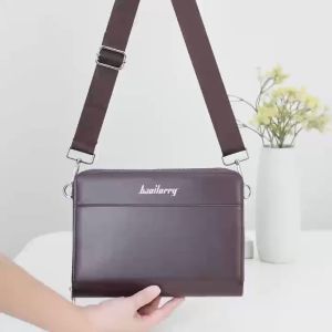 ABC BAGS#1161 Trendy Mens crossbody sling bag featuring a two-zipper compartment design and crafted from PU leather