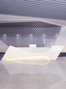YATIANJING | Glossy Curved Front Desk Reception Counter