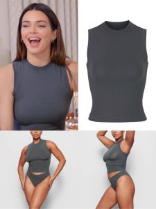 Skims Online Store Basic Sleeveless Slim Fit Solid Color Camisole Tank Top Womens Fashion Summer High Elasticity Cotton Blend