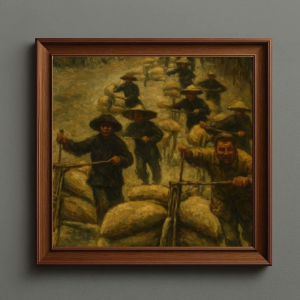 Tranh Nghệ thuật "Tiếp Tế Cho Chiến Dịch Điện Biên Phủ" VIETSMART ART - Acrylic 40 x 40cm