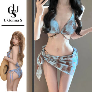 ชุดบิกินี่ชุดว่ายน้ำปกปิดสำหรับผู้หญิงชุดชายหาดเซ็กซี่มีเบาะรอง3ชิ้นเสื้อผ้าแฟชั่นสีฟ้า Ootd ดีไซน์ใหม่2025 U Gonna S
