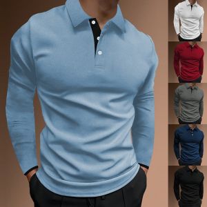 Polo European  American Autumn Sports Fitness And Casual Solid-color Stand-up Collar Elastic Vertical Stripe Long-sleeved Polo