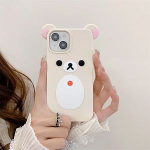 3D Cartoon Bear Silicone Soft Case for IPhone 17 16 15 14 13 12 Pro Max 11 17Pro 16Pro IPhone17 ProMax Cute Phone Coque Cover