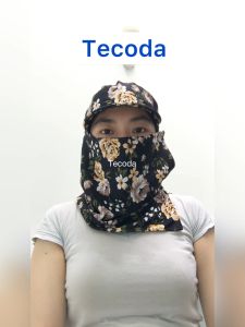 Mũ chống nắng nữ có khẩu trang đa năng vải thun mềm mát và khăn trùm đầu chống nắng che kín mặt 2 lớp hình hoa hồng