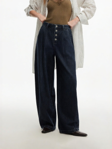 ONLY | Retro Four Button Wide Leg High Waist Jeans
