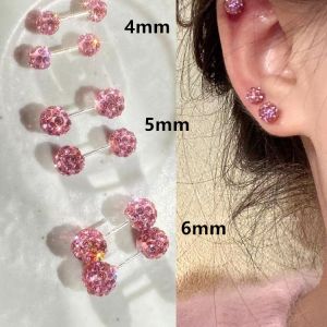 Pink Flashing Double Head Titanium Steel Earrings Womens Screw on Ear Cuff Non Removable Ear Bone Studs High End Ear Jewelry