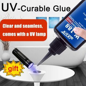 50g New W-188 High-Strength UV-Curing Resin Adhesive suitable for DIY projects bonding and welding glass metal ceramics and ABS materials Includes UV curing lamp 1-3 pcs.