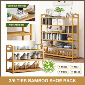 🇸🇬 【3/6 Tiers -70cm】Natural Bamboo Shoe Rack / Shoe Rack Storage / Shoes Rack Bamboo / Shelf Rack / shoe rack outside door / shoes rack bamboo / shoe rack storage