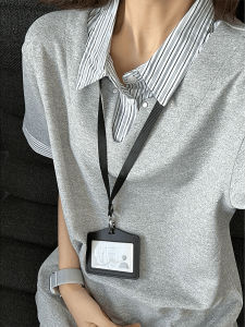 LIUBU | Fake Two-piece Collared Polo Shirt Mens US Style Regular-shoulder