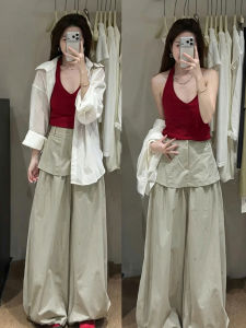 Homecore | Trendy Off-shoulder Vest Sun Protection Shirt Leisure Wide Leg Pants Set