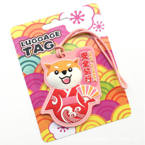 Travel Portable Silicon Baggage Tag Cartoon Shiba Inu Consignment Listing Anti-Lost Japanese Kimono Luggage Boarding Pass