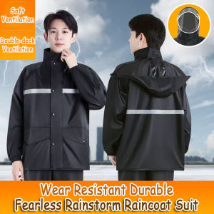 Motorcycle Rain Coat Oxford Cloth Waterproof Motorcycle Rain Coat Jacket Raincoat Suit Bicycle Outdoor Reflective Fishing Rainsuit Double Brim Hat Jaket Hujan Baju Hujan 雨衣