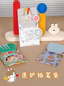 Thickened Leak-Proof Doctor Nurse Pen Bag Pocket Insert Uniform White Coat Workwear Pen Clip Cute Pen Holder Cartoon Print