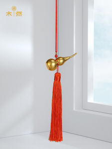Indoor Outdoor Copper Alloy Gourd Ornament Lucky Charm Brass Tassel Hanging Decoration Creative Wall Mounted Home Decor Gift