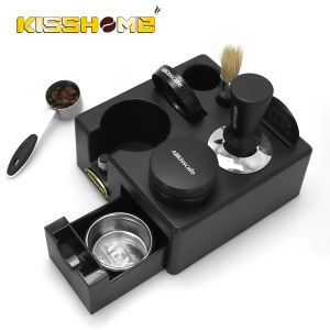 AliKisscafe Coffee Tamping Station Portafilter Holder Stand With Storage Drawer For Delonghi Breville Barista Espresso Accessory
