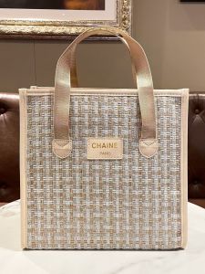 Linen Woolen Plaid Handbag Mommy Bag Portable Fashion Japanese Style Four Squares Outdoor Commuting Handheld Bag