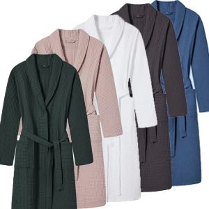 2026 Multi Colors Cotton Mens and Womens Bathrobe Hotel Absorbent and Skin Friendly Couples Long Sleeve Home Clothing Bath Robes
