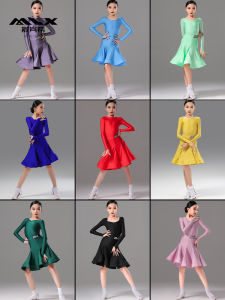 MuLanXi 2025 New Childrens Latin Dance Costume Girls Competition Uniform Professional Dance Exam Standard Specification Dress