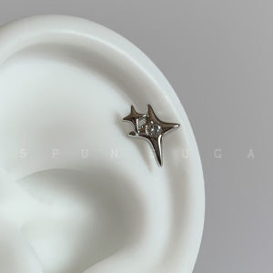 Shiny Quad Star Zircon & Titanium Steel Ear Bone Studs: A Unique Design for Trendy Fashion