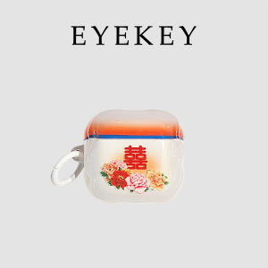 Eyekey Ins Style Double Happiness Tea Pot Peony Flower Airpods4/3 pro Wireless Bluetooth Silicone Soft Shell Protective Case for Female