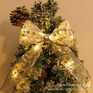 4M 40LED Double Layer Fairy Lights Christmas Tree Lights Battery Power Christmas Ribbon Bows With LED Strings For Gift Boxes Christmas Tree Ornaments Christmas Ribbon light  Christmas Decor