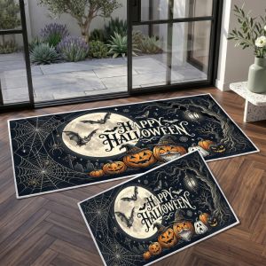 VIKAMA Halloween Boo Ghost Runner Mat Non Slip Anti Fatigue Rug for Kitchen Bedroom Entrance Halloween Holiday Home Decor