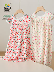 Class a Childrens Home Skirt Girls Square Collar Full Print Floral Sleep Skirt 170 Medium Large Children Summer Childrens Clothing